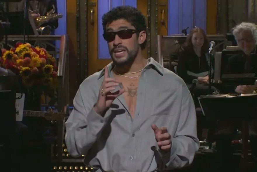 Variety's tweet photo. Bad Bunny delivered some heartfelt remarks during his "SNL" monologue, offering thanks to those who are genuinely excited for his upcoming Super Bowl performance: 

"Especially all of the Latinos and Latinas in the world here in the United States who have worked to open doors. It's more than a win for myself, it's a win for all of us. Our footprints and our contribution in this country, no one will ever be able to take that away or erase it."
https://t.co/1DXzt0AiZT