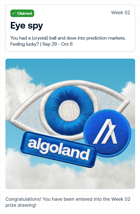 kryptoremontier's tweet photo. 📢Przypominam o #ALGOLAND. Drugi tydzień i druga odznaka na koncie ! W tym tygodniu działaliśmy na Prediction Market.

Wystarczy zrobić w zadaniu ze 2 zlecenia po 5 $ po markecie i można odebrać odznakę, uważajcie bo u nas są restrykcje i używałem tutaj VPN z USA 🙂

Musicie mieć również USDC do złożenia zlecenia.

Bardzo szybki SWAP zrobicie tutaj - https://t.co/r5YBvt0gCx

Pamiętajcie o - ❤️🔃