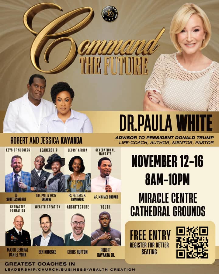 Dr. Paula White, the Pastor of President <a href="/realDonaldTrump/">Donald J. Trump</a> is coming to Uganda, at the Miracle Centre Cathedral, hosted by Pr. <a href="/RobertKayanja/">Robert Kayanja</a> &amp; <a href="/Jessicakayanja/">Pr. Jessica Kayanja</a>. Mark your calendar.