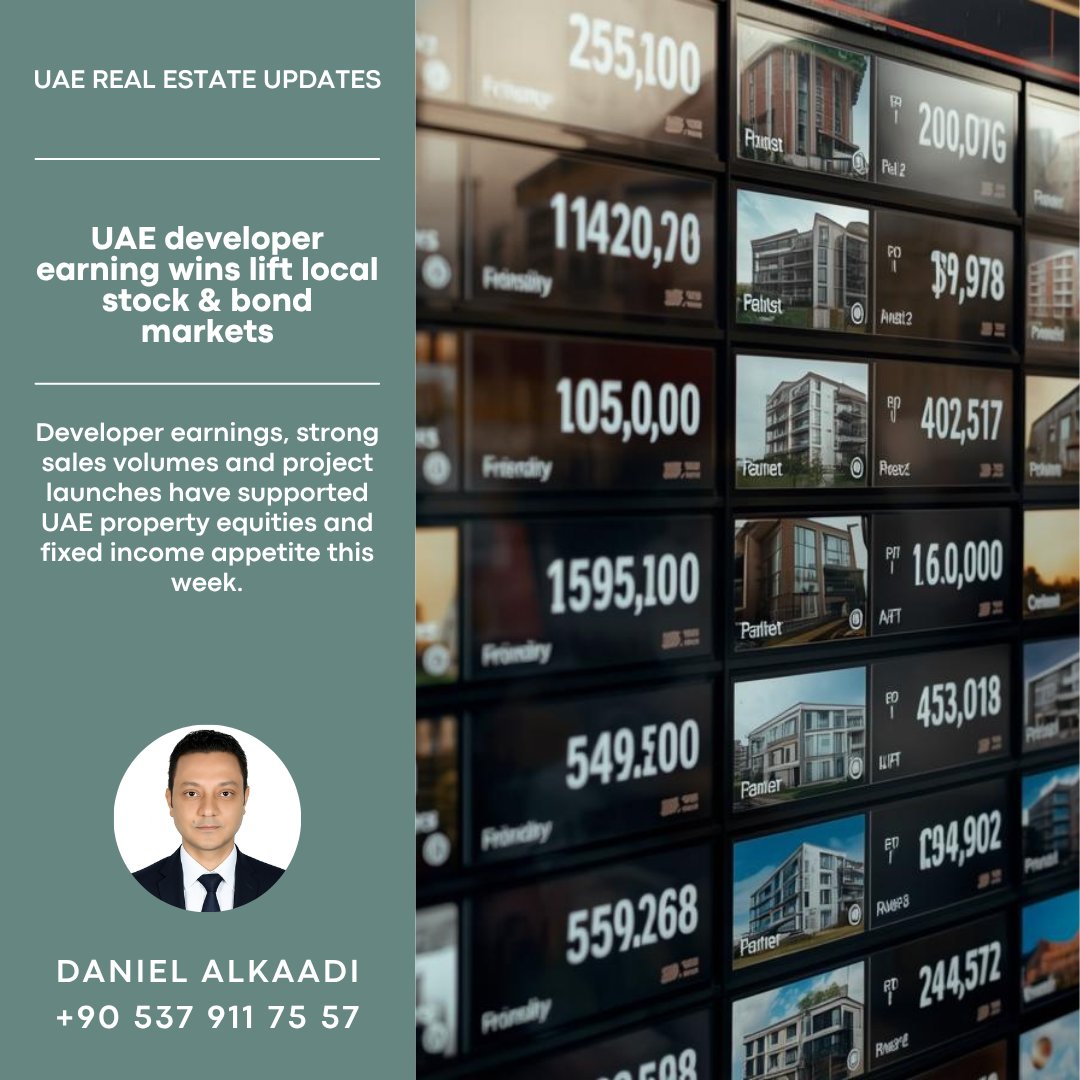 ClosedbyDaniel's tweet image. UAE REAL ESTATE UPDATES
UAE developer earning wins lift local stock &amp;amp; bond markets
Developer earnings, strong sales volumes and project launches have supported UAE property equities and fixed income appetite this week.
#UAEStocks #DeveloperEarnings #Aldar #Emaar #PropertyEquities