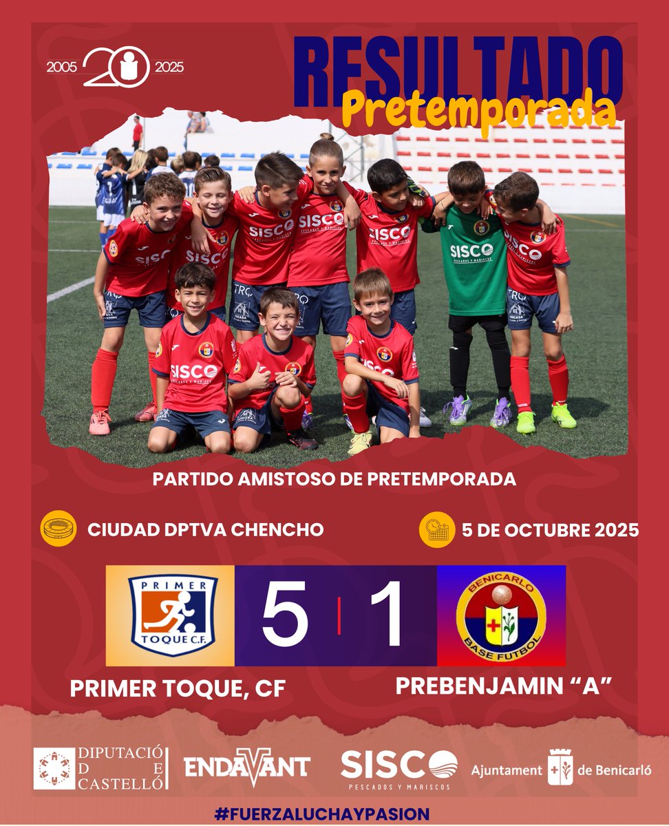 ❤️💙 𝗣𝗥𝗘𝗧𝗘𝗠𝗣𝗢𝗥𝗔𝗗𝗔 2025/26 📌 𝗕𝗘𝗡𝗝𝗔𝗠𝗜𝗡 "𝗔"⚽

𝙋𝘼𝙍𝙏𝙄𝘿𝙊 𝙋𝙍𝙀𝙏𝙀𝙈𝙋𝙊𝙍𝘼𝘿𝘼

📆 Sábado 4 de Octubre
🏟️ Ciudad Deportiva Chencho
𝗣𝗥𝗜𝗠𝗘𝗥 𝗧𝗢𝗤𝗨𝗘 𝗖𝗙 5️⃣𝗣𝗥𝗘𝗕𝗘𝗡𝗝𝗔𝗠𝗜𝗡 "𝗔" 1️⃣
⚽ Omar

🚀 !Vamos rojill@s!🔥💯