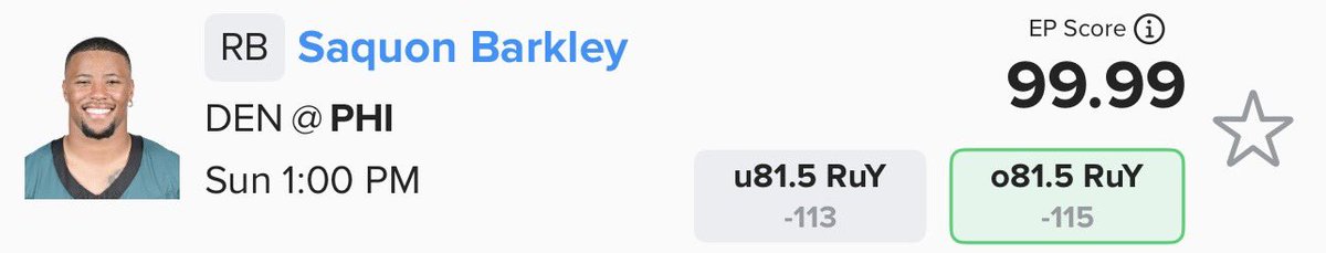 Which prop do you feel more confident hitting for a payout today? 

➡️ Nick Chubb — o32.5 RuY
➡️ Saquon Barkley — o81.5 RuY

Both Chubb and Barkley have a 99+ EP Score heading into Week 5…🤑