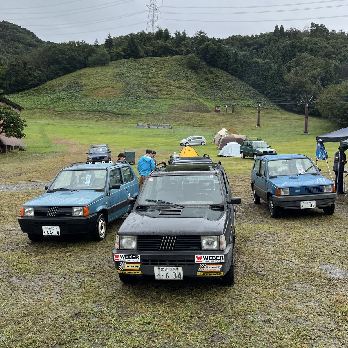 pandarino_ec's tweet image. 秋のパンダリーノ2025、ご参加ありがとうございました！雨の2日間でしたが35台のパンダたちが集まり楽しく過ごしました。たくさんのお土産や差入れ、カンパもいただき感謝ですm(_ _)m
#パンダリーノ #pandarino #フィアットパンダ #fiatpanda #フィアット #fiat #ウッディパル余呉