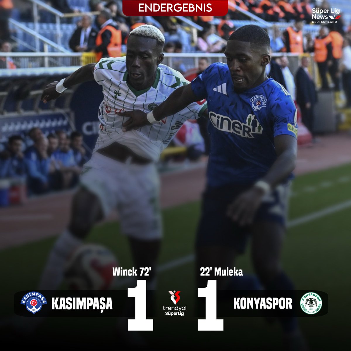 NEUTRAL_DUVALL's tweet photo. 8.Spieltag
#kasimpasa 1:1 #Konyaspor
#Türkiye #Süperlig #Winck #muleka https://t.co/5giz34kmI8