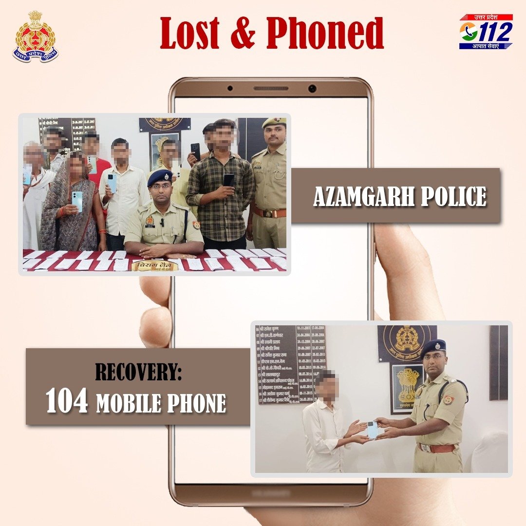 Uppolice's tweet photo. "Operation Ring Return!"
@azamgarhpolice द्वारा 104 खोए हुए मोबाइल फोन बरामद कर उनके स्वामियों को सुपुर्द किए गए।
#RingReturnUPP
#TrustRecharged https://t.co/B78IsIzjF9