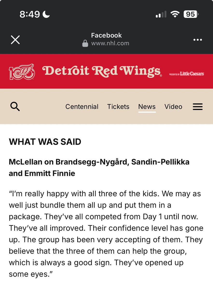 Dooby7171's tweet photo. @RedWingDiehards Todd’s Quote about the 3 of them was pretty cool in my opinion https://t.co/oCT16G5Smh