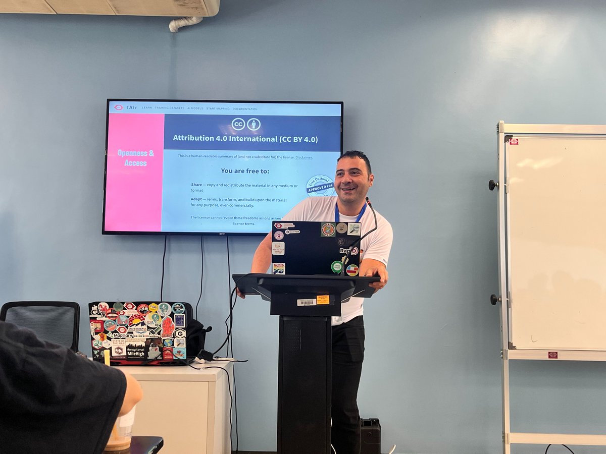 hotosm's tweet photo. Yesterday at @sotm 2025 in Manila, Omran Najjar led a session exploring the integration of 𝗳𝗔𝗜𝗿 and 𝗠𝗮𝗽𝗦𝘄𝗶𝗽𝗲, with the aim to combine AI-powered mapping and community validation through 𝗳𝗔𝗜𝗿𝗦𝘄𝗶𝗽𝗲 to push high-confidence data into 𝗢𝗽𝗲𝗻𝗦𝘁𝗿𝗲𝗲𝘁𝗠𝗮𝗽. https://t.co/6ngrXoKhaq