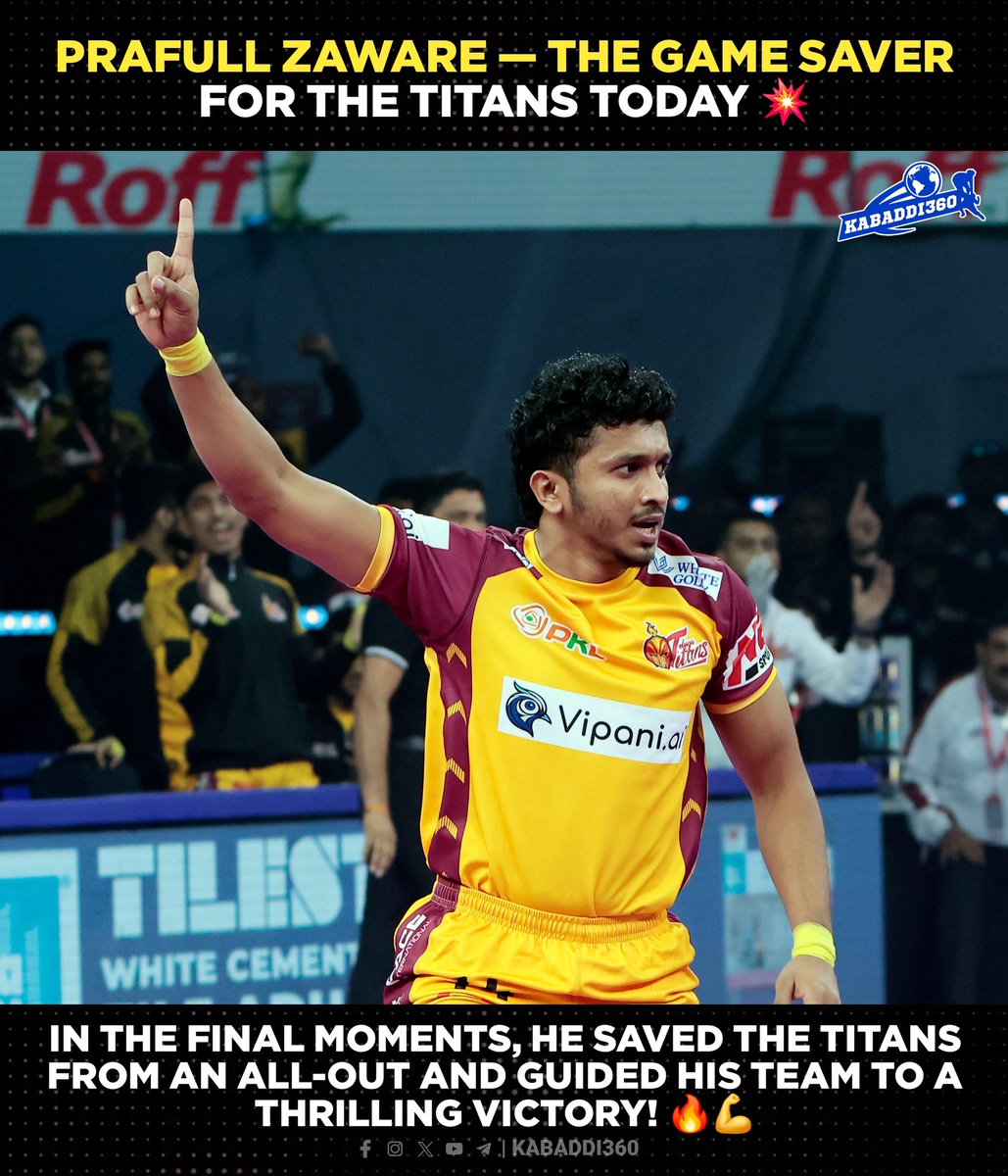 Kabaddi_360's tweet photo. One word for Praful Zaware’s Performance
.
.
#Prafulzaware #ProKabaddi 
#PKLSeason12 #PKL2025
#Kabaddi360 https://t.co/I3XWjqST9W
