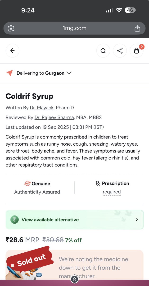 This is so common medicine, why other doctors who have reviewed this, not arrested. This is on <a href="/1mgOfficial/">Tata 1mg</a>