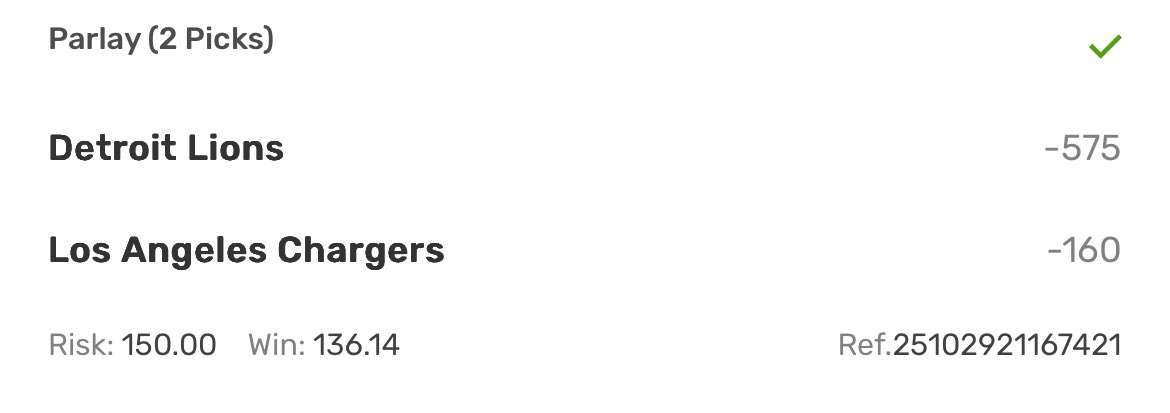 NFL Play of the Week 2.5U ☢️☢️

Chargers ML + Lions ML -110

25$ to someone who LIKES/ COMMENTS/ RTS when we 💰 

FULL CARD IN VIP + ALL PLAYER PROPS🏦
⬇️ 
dubclub.win/af/afl-my2sy/