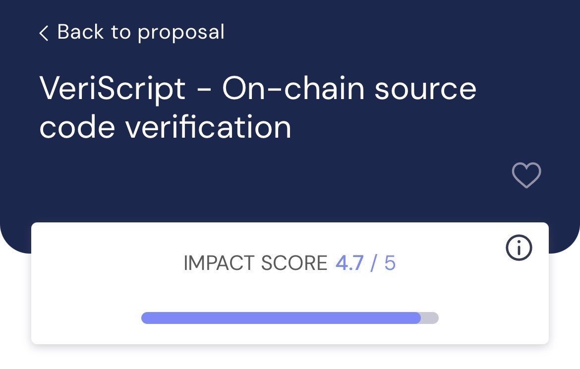 Hello 👋
we'd like to thank everyone that voted in the <a href="/wingriderscom/">WingRiders</a> DAO vote for our VeriScript proposal that would make the Smart Contract interactions on Cardano safer and more transparent. With your help we managed to land in the TOP25 proposals 🥳🎉

Given the Catalyst