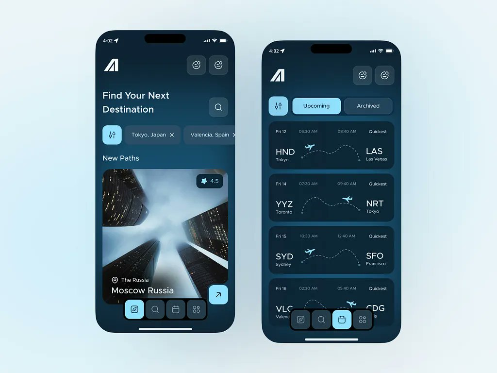 fastweb247's tweet image. Modern Flight Booking App UI — Explore Destinations
#software #iosdesign #mobileap