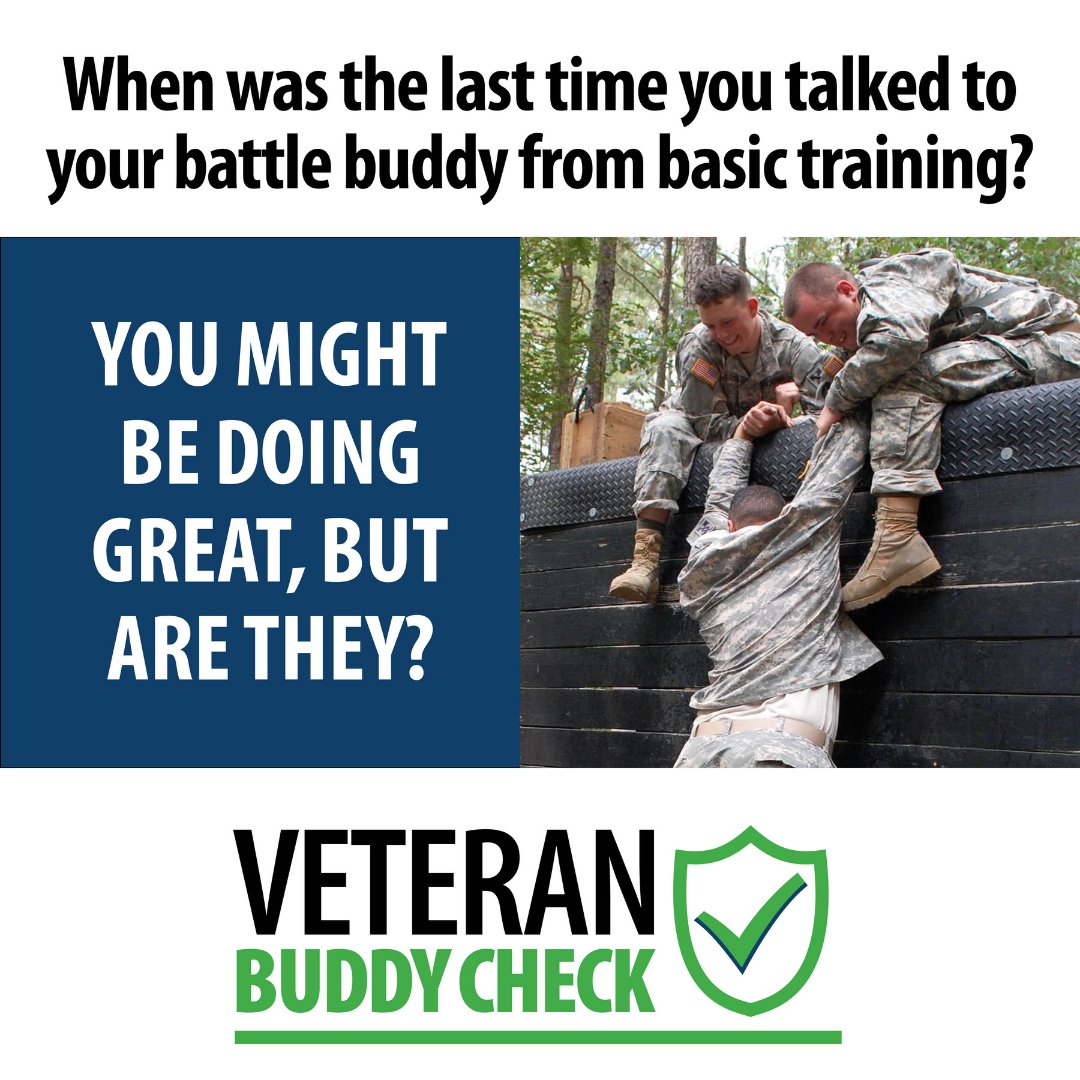 Veterans Bridge Home (@vetbridgehome) on Twitter photo When was the last time you checked in on your buddies from back in the day? Have texted them recently? Called them? Met up for coffee? 
Life may get in the way sometimes, but we're challenging you to reach out. 
Take the pledge to #TalkToTen veterans. Let's make a difference When was the last time you checked in on your buddies from back in the day? Have texted them recently? Called them? Met up for coffee? 
Life may get in the way sometimes, but we're challenging you to reach out. 
Take the pledge to #TalkToTen veterans. Let's make a difference