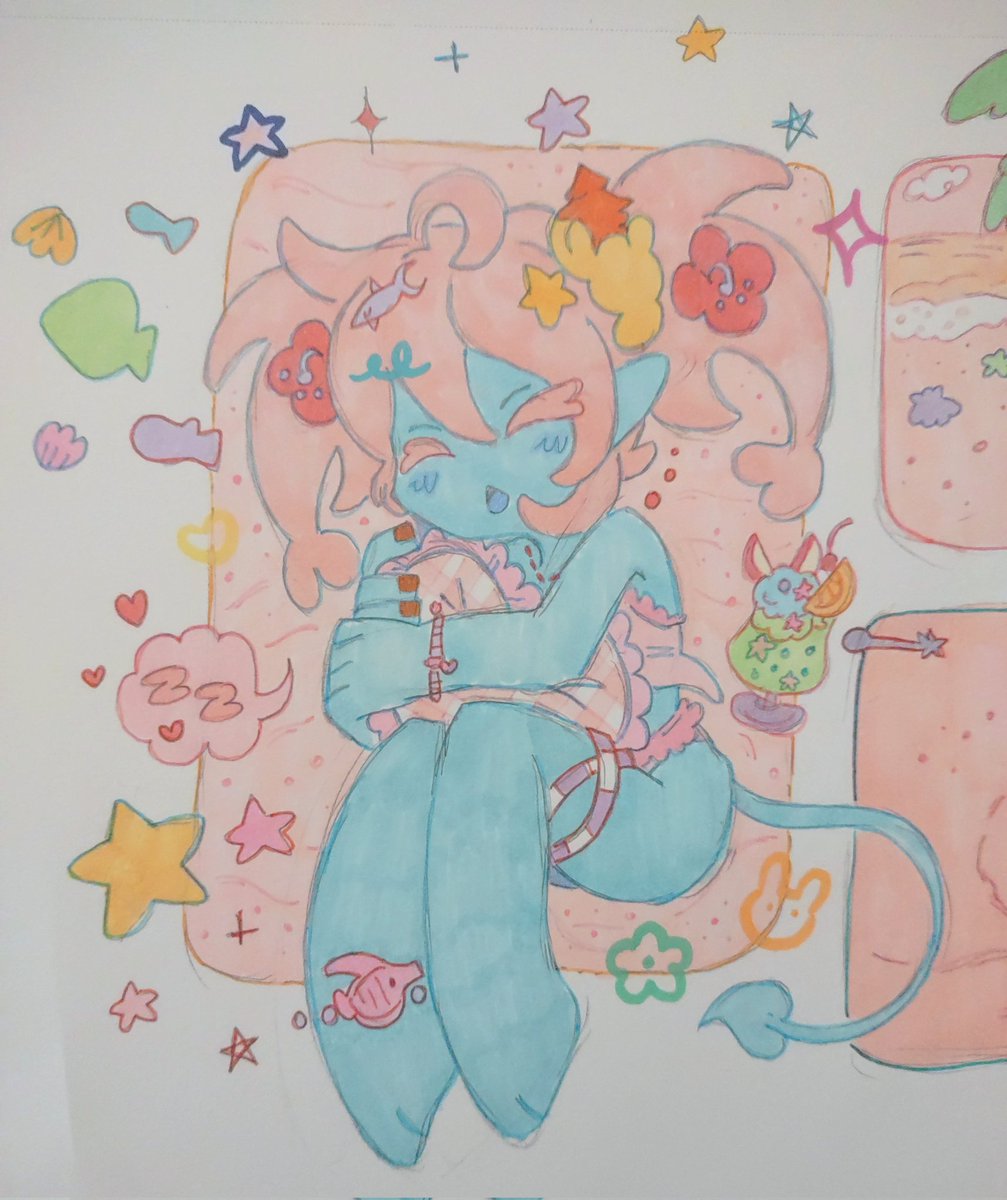 she is colored now teeheehee!!! *´ㅅ`)ﾞ🌺🍎