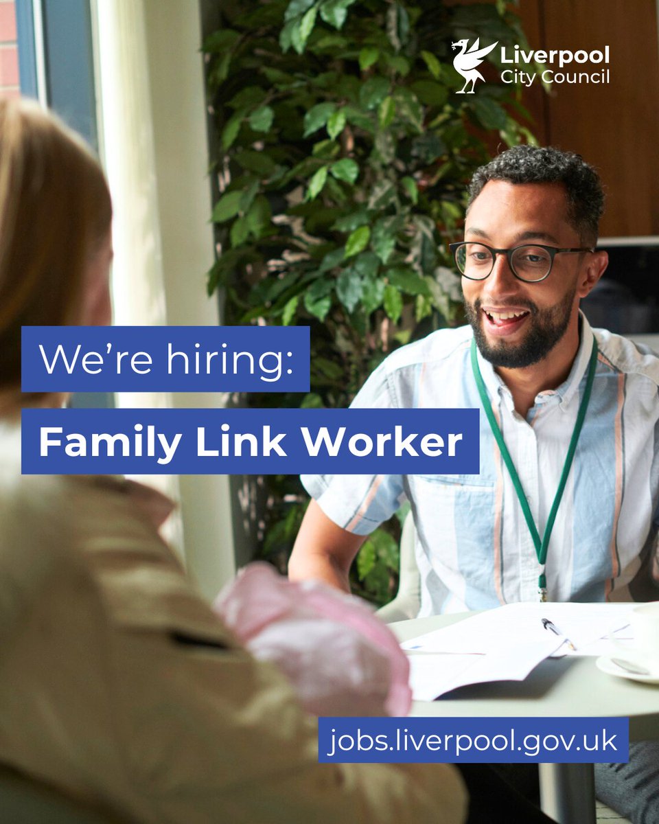 We’re Hiring across our Children Centres &amp; Family Hubs, and we’re excited to offer two Family Link Worker positions

Follow the links for more details:
• Full time lpoolcouncil.info/4gU7Gju
• Part-time 21 hours lpoolcouncil.info/48MJzkC 

Closing date: midnight Monday 20 October 25