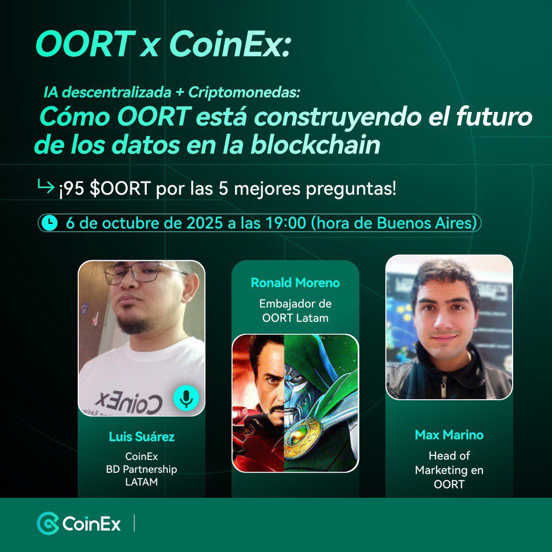 RonaldMweb3's tweet image. AMA Exclusivo en CoinEx Español con el OORT 🥳
IA descentralizada + Criptomonedas: Cómo OORT está construyendo el futuro de los datos en la blockchain
📅 Fecha: 6 de octubre
⏰ Hora: 19:00 (Buenos Aires / Brasil)
📍 Lugar: Comunidad de Telegram CoinEx Español
¡No te lo…
