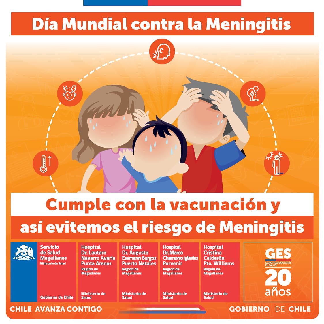 SaludMagallanes's tweet photo. 🔴 En el #DíaMundialContraLaMeningitis desde #Magallanes te recordamos que las vacunas son la principal herramienta para evitar los casos ➕graves de meningitis bacteriana. La inmunización protege y reduce la circulación de la bacteria en la comunidad. #PrevenirEsClave https://t.co/s3iYF5Lj8D