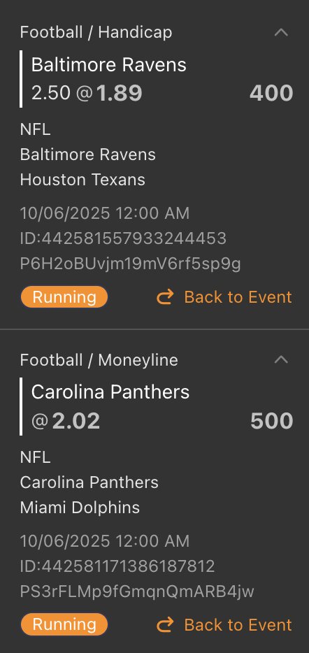 luckyren8's tweet photo. NFL Picks

8U Saints ML @ 1.77
5U Panthers ML @ 2
4U Ravens +2.5 @ 1.89

The Saints have a healthy offensive line for the first time this season, and Alvin Kamara at RB will be their weapon of choice today. The Giants have the worst run defense in the NFL and also have some injury concerns on both ends of the field, which are quite concerning. Jaxon Dart played a fantastic game in their upset last week, but in a road environment against a team that wants to secure its first win of the season, I see this as a letdown spot for the Giants. The public is also on the Giants. Everything here points to a Saint's victory.