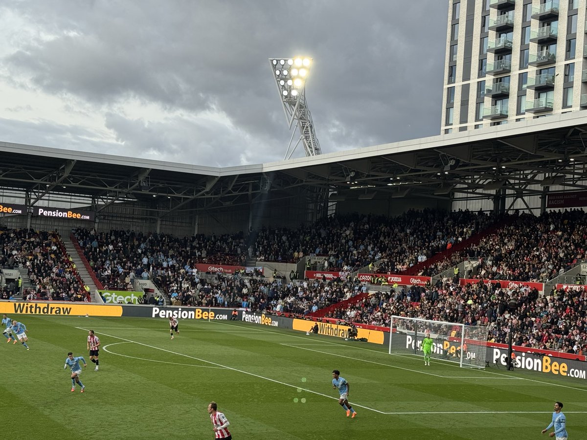 HT: Brentford 0-1 Manchester City. Erling Haaland’s goal on nine minutes is the difference so far here in west London