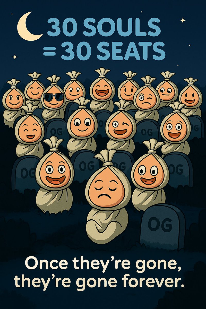 30 souls = 30 seats🪦 
Once they’re gone, they’re gone forever 

Free mint your OG Pocinity now 👻 launchmynft.io/collections/0x…