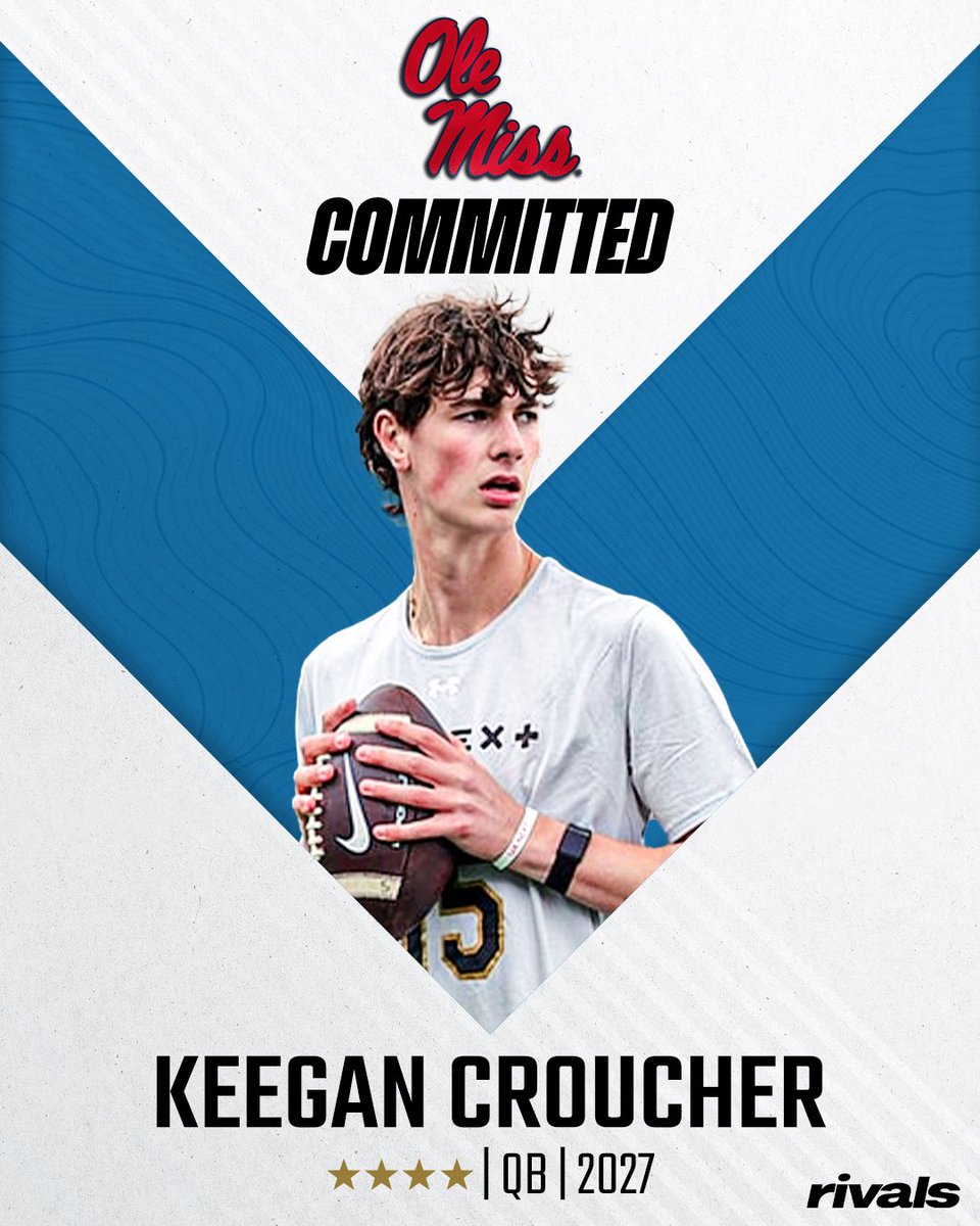 BREAKING Ole Miss lands its top 2027 QB target Keegan Croucher:

“In the end I feel very confident about what they can do for me and what I can do for them. They can develop me into a top caliber player in the SEC. Can’t wait for it!”

Story: on3.com/rivals/news/ol…