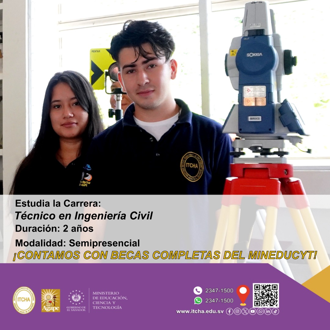 #ITCHA_Inscripción_01_2026 | Inscripción Abierta para el ciclo 01-2026 📚 🔊¡BECAS COMPLETAS del MINEDUCYT! 🔊 📝Inscripción abierta para el ciclo 01-2026
Estudia: Técnico en Ingeniería Civil👷🏾‍♂️🚧🏗️🏢
📞 2347-1500 | 📱Whatsapp 2347-1500