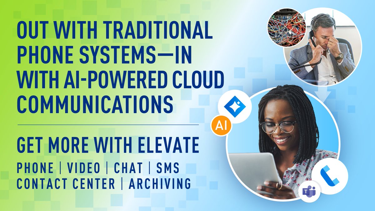GOBSB's tweet photo. Don’t let outdated tech hold you back. Upgrade to Elevate-an AI-powered cloud platform with  advanced voice, SMS, video meetings, chat &amp; more. Stay connected, cut costs &amp; deliver better outcomes for your business. Learn more:   https://t.co/M3UIlCOfPt https://t.co/frId4DsNob
