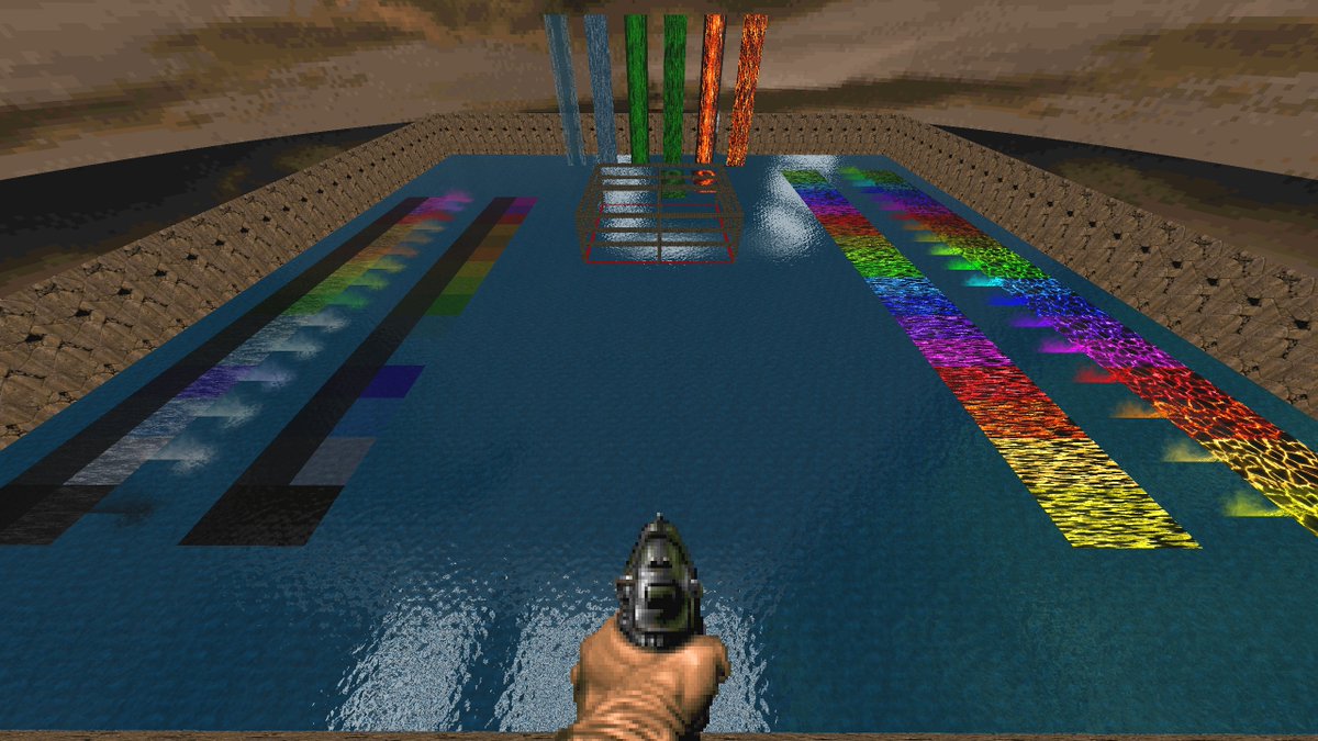DoomRemap's tweet image. The Big main merge of combining the liquid texture pack and my WIP material shader for #GZDoom has now been completed.

Created a work around solution for shader stutters,
And a library of default colored liquids for map builders to use when finished + much more.