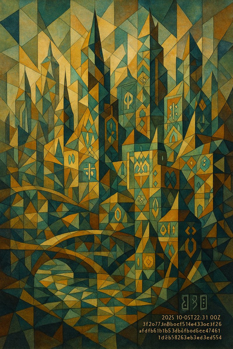Kp316516Kp's tweet image. #OPHI #SE44 #SymbolicAI #CognitiveFossilization #CubistResonance #FuturistGeometry #EntropyToOmega #Base44 #QuantumInformation #ArtAndPhysics #FossilLedger #ΩEquation