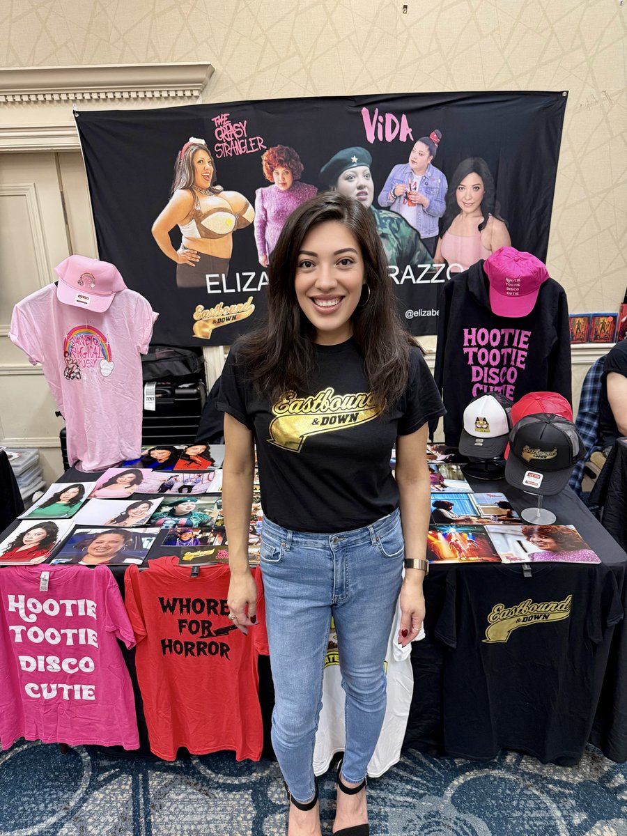 2nd and 3rd day at #CinemaWasteland and having so much fun! 🎬💀
Come see me if you haven’t already — today’s the final day and I leave at 2:30pm! Let’s get weird one last time! 🤪

#CinemaWasteland #ElizabethDeRazzo #TheGreasyStrangler #EastboundAndDown #HorrorCon #CultCinema