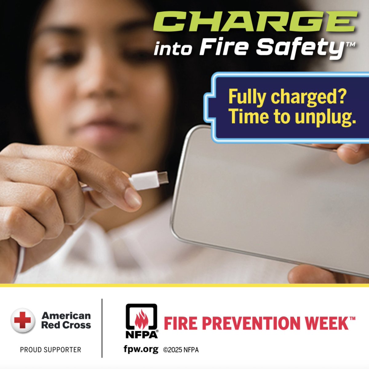 This year’s Fire Prevention Week™ (FPW™) campaign from October 5-11 is “Charge into Fire Safety™: Lithium-Ion Batteries in Your Home” works to educate everyone about using these batteries safely. It stresses how important it is to BUY, CHARGE, and RECYCLE safely, #NFPA