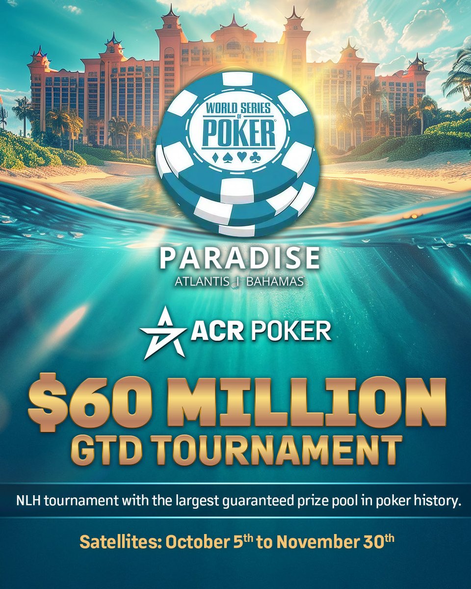 Come with me to paradise!!!   ⁦<a href="/ACR_POKER/">ACR Poker</a>⁩ is running satellites starting Oct 12. $1050 with 30 seat gtd.  Insane value. Come check it out