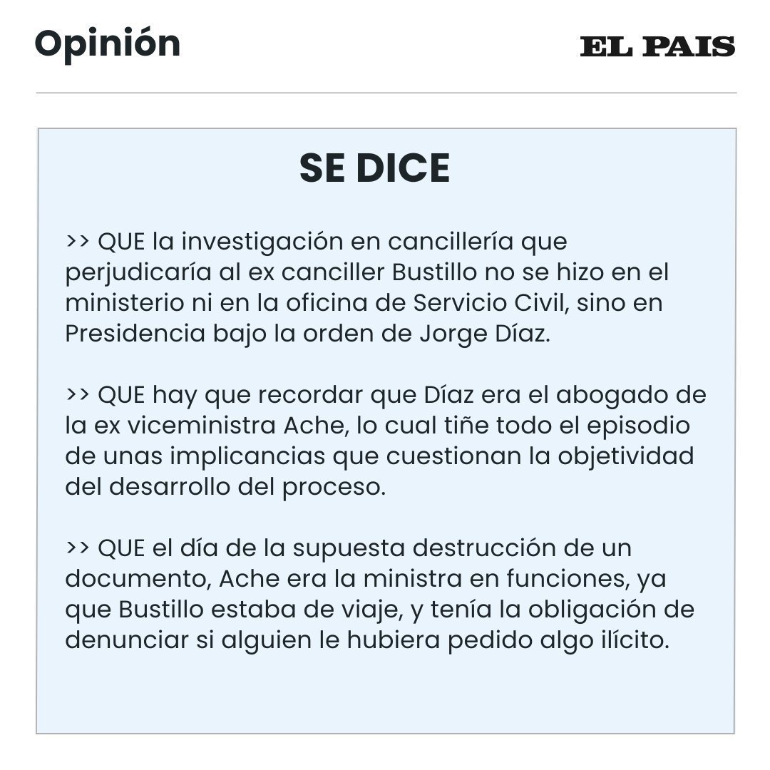 La investigación en cancillería que perjudicaría al ex canciller Bustillo no se hizo en el ministerio ni en la oficina de Servicio Civil, sino en Presidencia bajo la orden de Jorge Díaz.