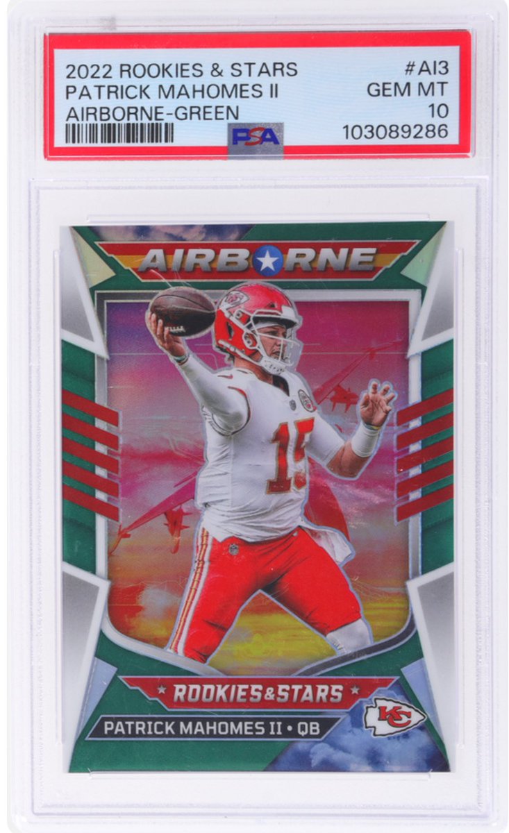🔥💚Mahomes Airborne Green/5 PSA10💚🔥
POP 2 , utlra short print- true gem!!
$275 OBO bmwt
#Mahomes #NFL #sportscardsforsale #thehobby #cardcollector