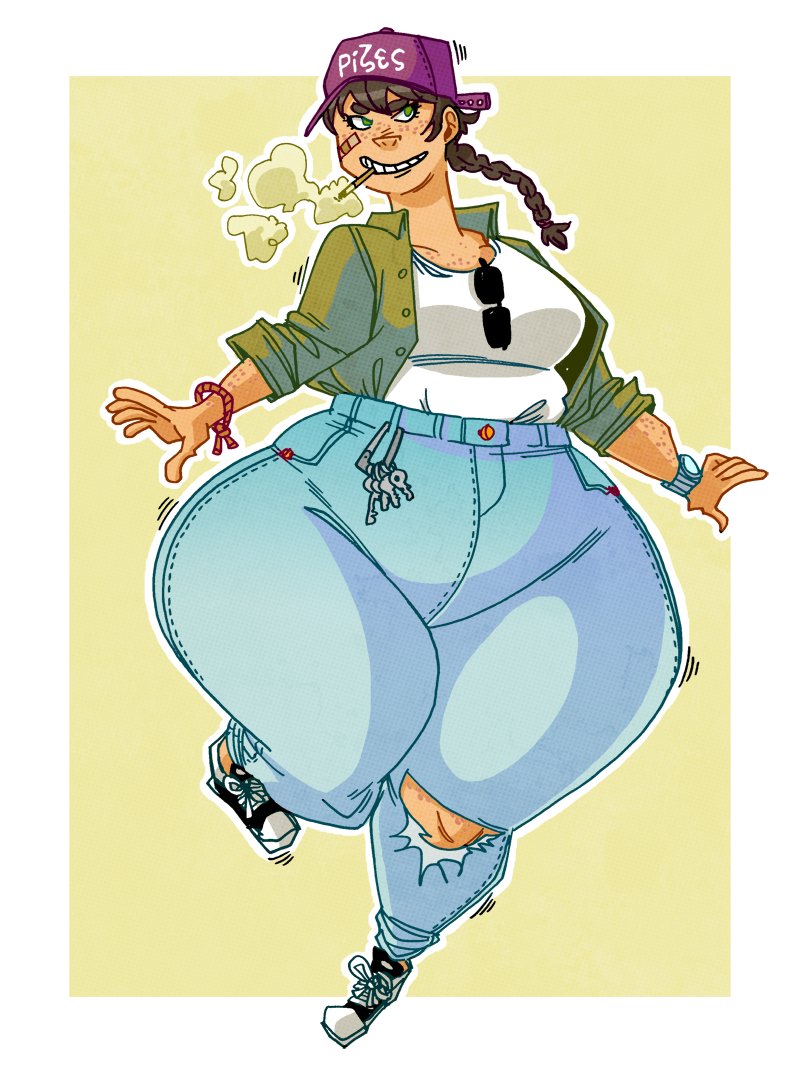 Cause of her natural apperance, Aliki can't blend in with people as smoothly as Danny and Samira. So she has the ability to shift to a human apperance when she's out and about to remove her horns and goat ears. 

She works during the day as a geological surveyor! 🏞️