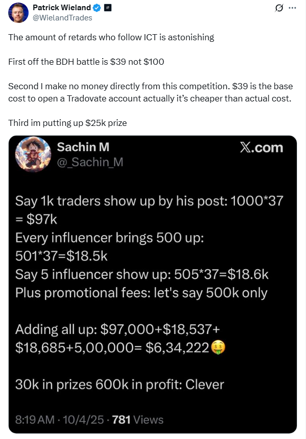 Well I admit my mistake, 9 was swapped in place of 3 while typing on calculator initially.

But the real question is where did you get $100 to be the fee from my reply...<a href="/WielandTrades/">Patrick Wieland</a>