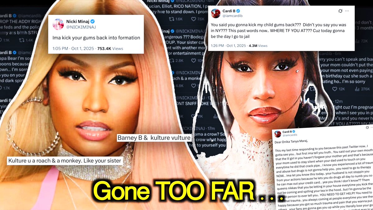spillplug's tweet photo. NEW VIDEO:
CARDI B &amp; NICKI MINAJ FEUD TURNS UGLY AS KIDS GET DRAGGED INTO THE DRAMA
https://t.co/tjo5M0dgH4 https://t.co/pNoyu6jPOo