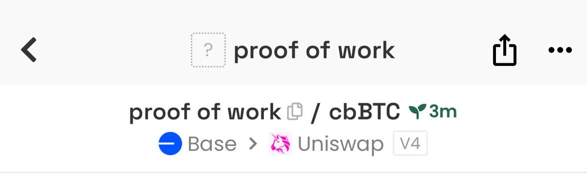 Base上のUniswap V4でのProof of Workトークンローンチのスクリーンショット