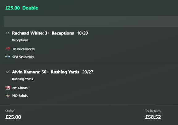 cleanupcrewbets's tweet image. 🚀 NFL Ladder Leg 1 – Let’s Get It Started! 🏈
The first step on the ladder is locked in and ready to roll 💪
Steady climb, smart staking, and eyes on the bigger picture 👀🔥

#NFL | #LadderBet | #BetBuilder | #CleanUpCrew