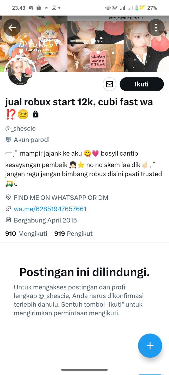 fleurdbeau's tweet image. Penipu +62 851-9476-57661 #zonaba #zonauang