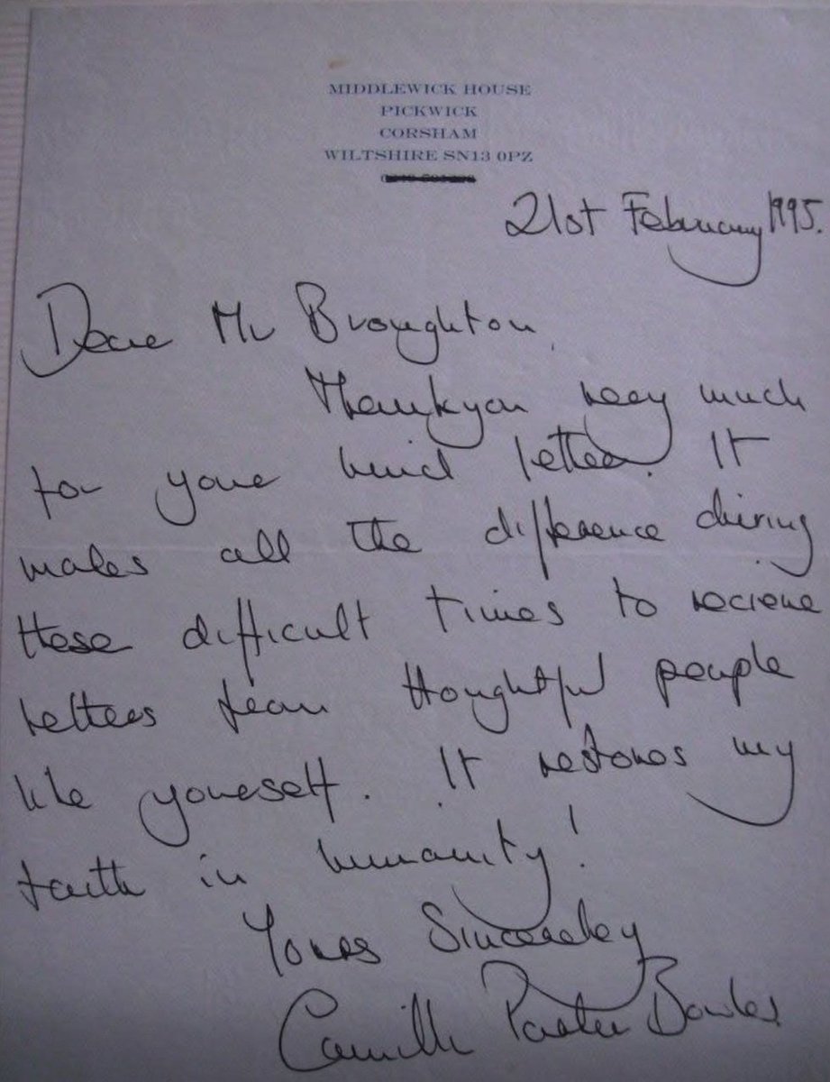 Andy_Broughton1's tweet image. My very first letter from Her Majesty Queen Camilla in 1995. she said that &apos;during difficult times&apos; my letter &apos;restored her faith in humanity&apos;.
#queencamilla 
#autographcollection 
#RoyalFamily 
#andrewbroughton 
#kingcharlesiii
