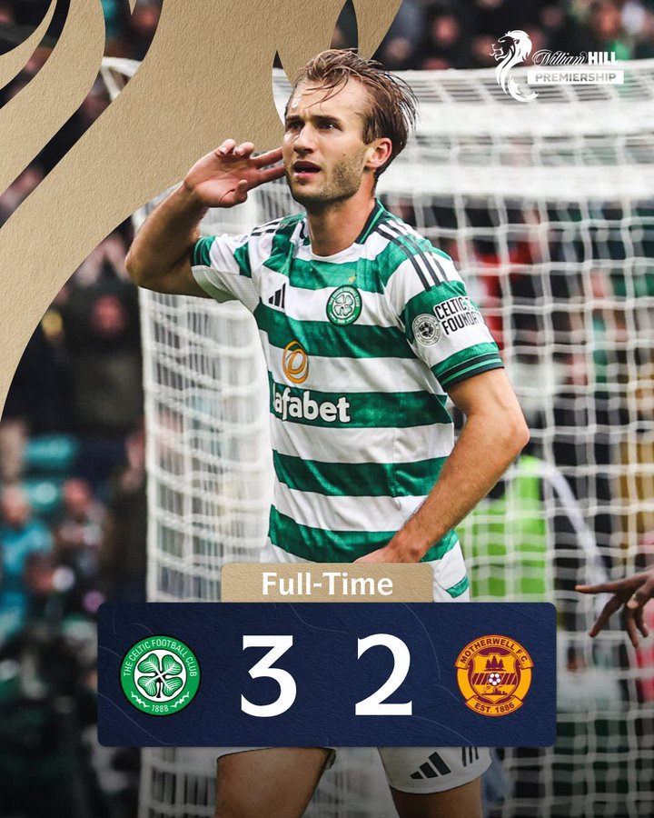 centralescoces's tweet photo. Resultado final no Celtic Park! 🍀⚽

Celtic venceu o Motherwell por 3x2 em um jogão pelo Campeonato Escocês. 💚🔥

#SPFL #Celtic #Motherwell https://t.co/yjSfwobxly