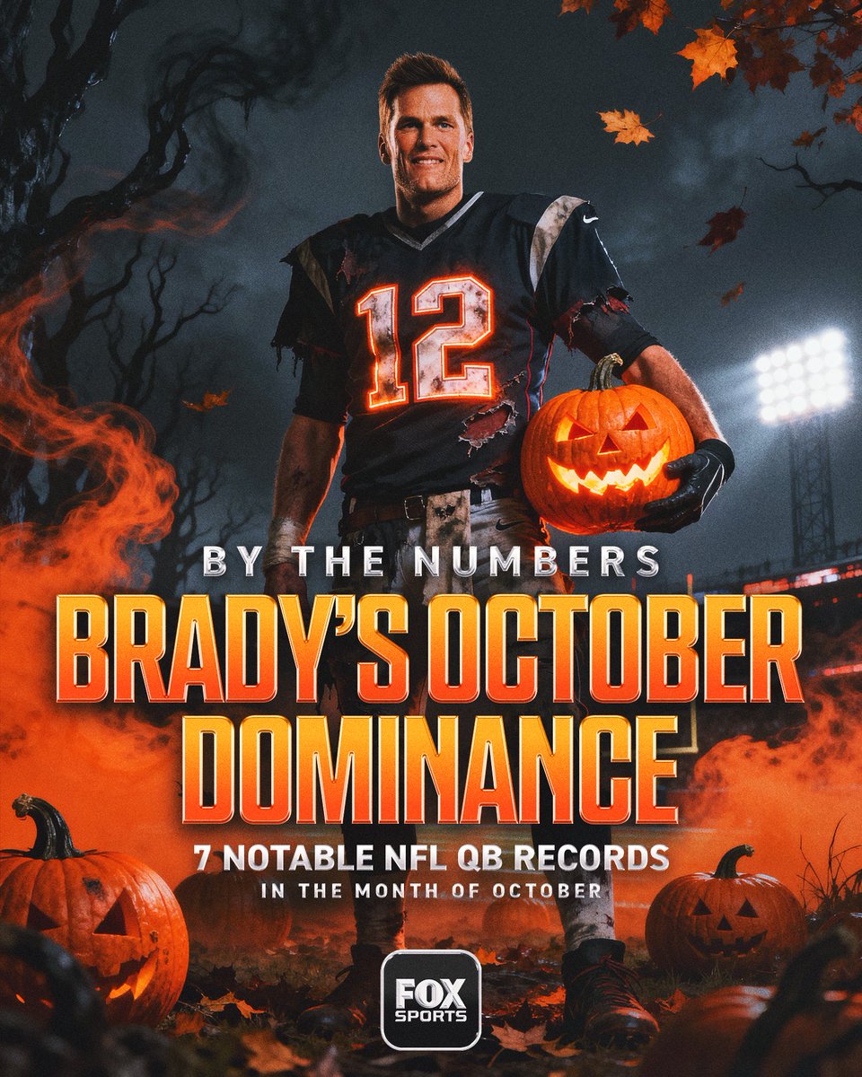 FOXSports's tweet photo. @tombrady was incredible in the month of October. Check out these mind boggling stats from the GOAT.

THREAD. https://t.co/LKrws3xbOW