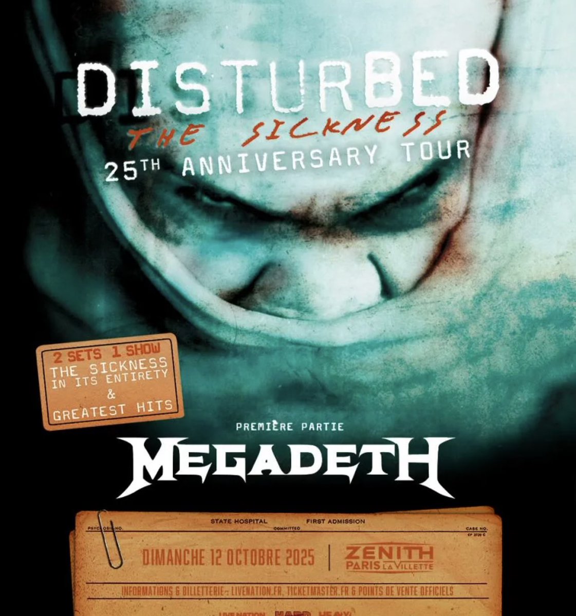 Je vends une place en carré or pour le concert de Disturbed de dimanche prochain (12 octobre 2025) au Zénith de Paris la Villette. 

Première partie Megadeth.  

RT apprécié 🙏