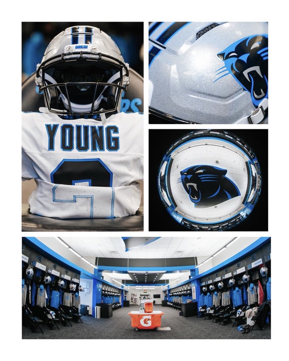 The Panthers are wearing white jerseys, white pants, and blue socks today for the second time this season ⚪️⚪️🔵

📸: <a href="/Panthers/">Carolina Panthers</a> | #KeepPounding