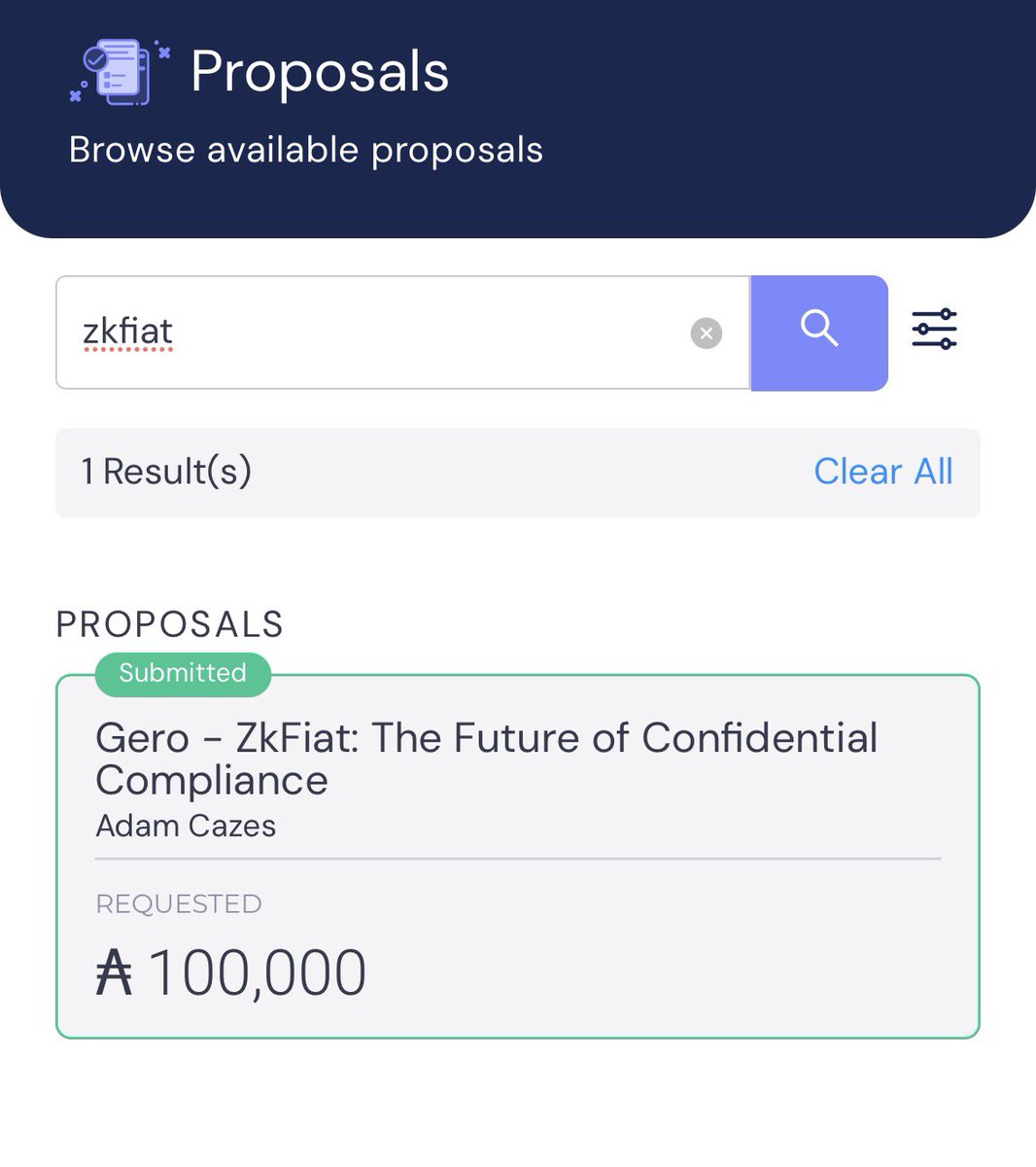 <a href="/LogicalMechnism/">Logical Mechanism</a> <a href="/SickCity7/">Sick City</a> we voted yes for your proposal as it can go well with zkfiat

please consider voting for it 🙏🏻