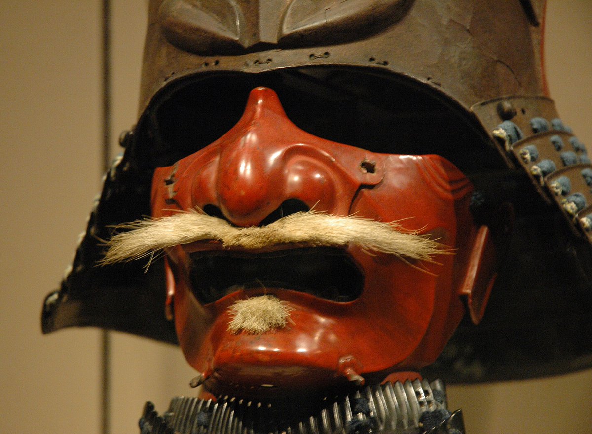 ShogunateThe's tweet image. #Samurai Sunday Spotlight:
Menpo

Menpo (Men-yoroi) are different types facial armor, with varieties covering either parts of the face or the entire face itself. Popular designs are often of warriors faces, including details like facial hair, wrinkles, and unique expressions.