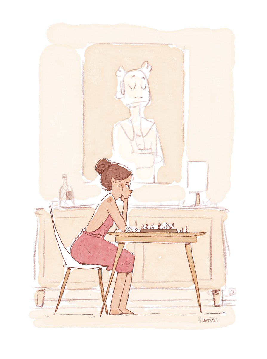 thefaune1's tweet image. Alt version of the chess Lady drawing ✨️