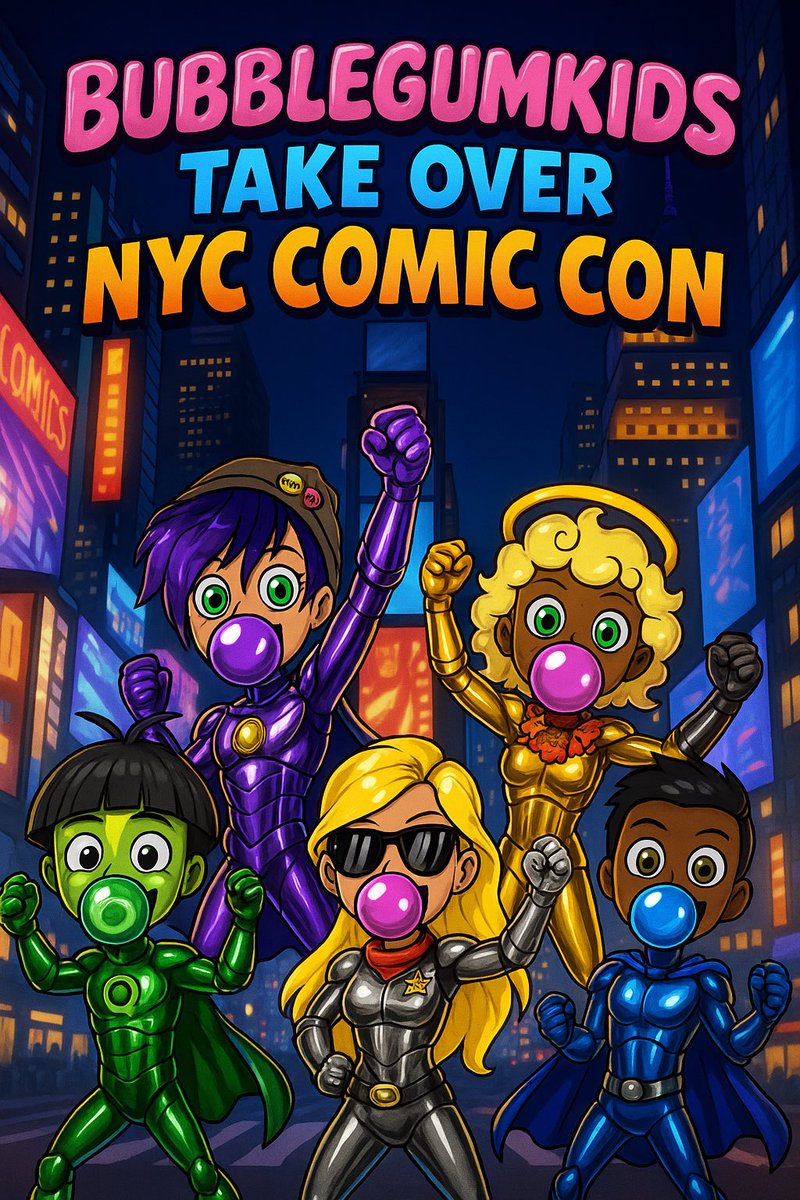 BubblegumKids take over NYC ComicCon Oct. 9 - 12, 2025 

Booth 2829

More than 30 licensed and original flavors 👀🍬🍭

Who’s gonna be there???