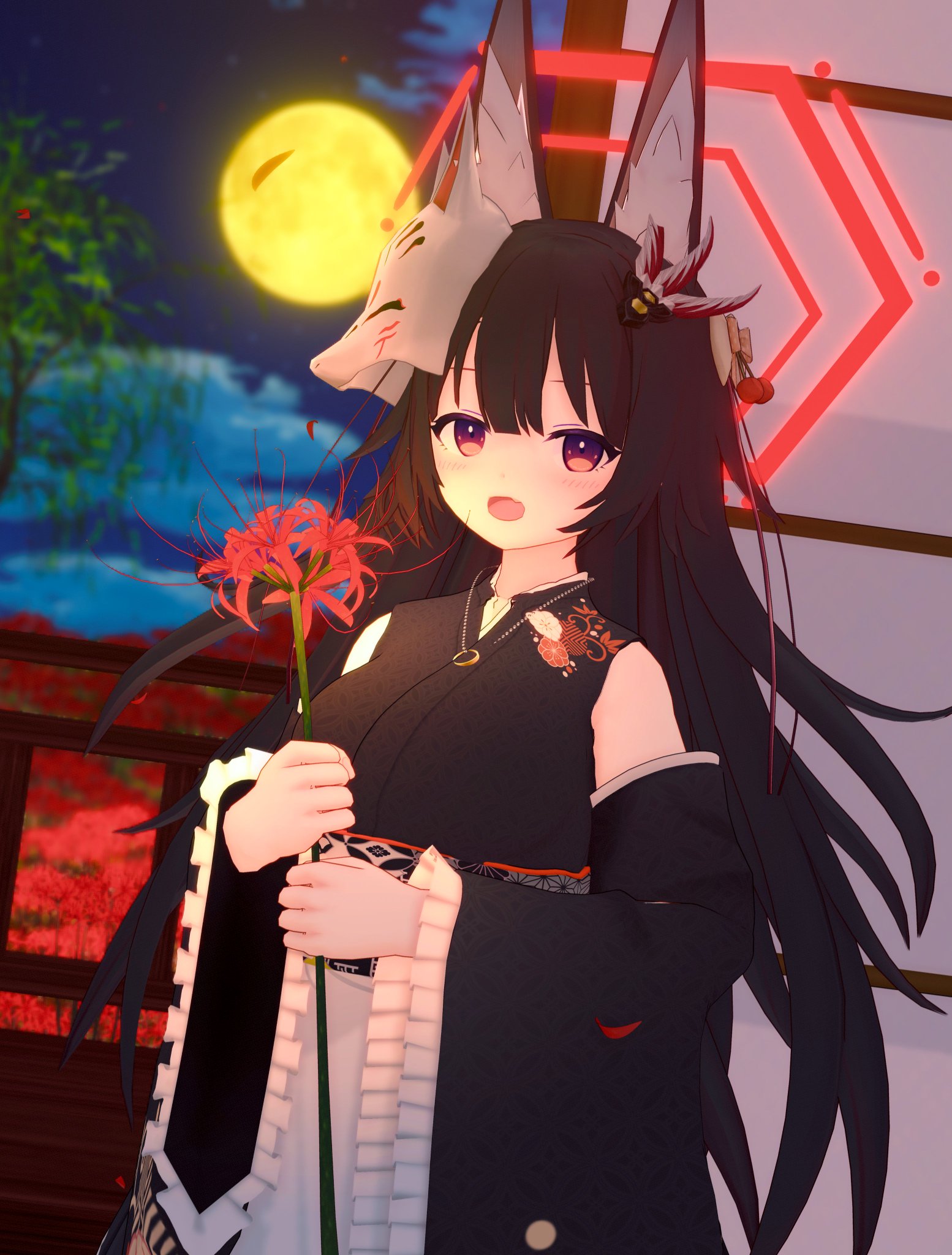 ひなた様 レジン ヘアゴム 黒猫ちゃん 紅葉と彼岸花No.1574 ひなた様 レジン ヘアゴム 黒猫ちゃん 紅葉と彼岸花No.1574 No